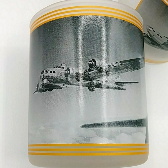 🐡HP! 3 Boeing WWII Bomber Highball Frosted Glasses. Airplanes - Picture 3 of 9